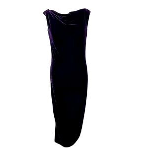 Whimsigoth Vampiress Debenhams Purple Velvet Bodycon Evening Maxi Dress -Women S